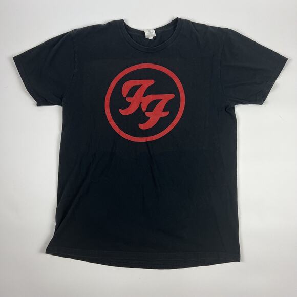 Foo Fighters Men’s L Band Logo Y2K Short Sleeve Black Red FF T-Shirt - Picture 1 of 8